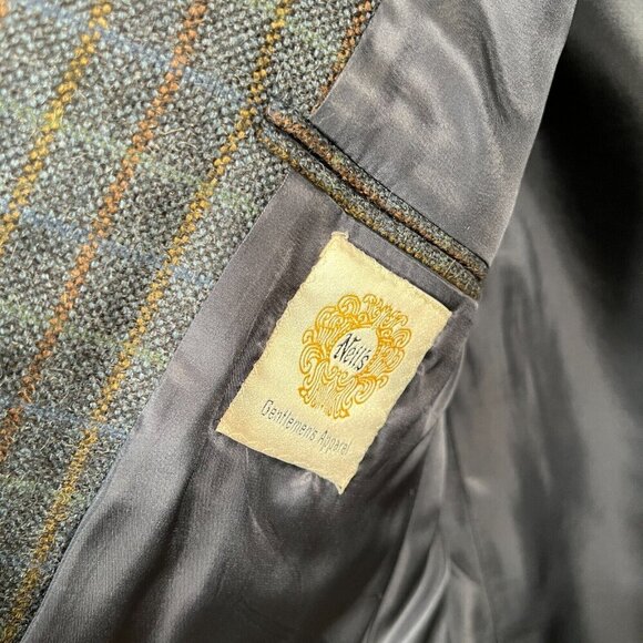 Hilton Loro Piana Wool Blazer Jacket Size 44 Blue Plaid Super 110's Career Work - Picture 10 of 13